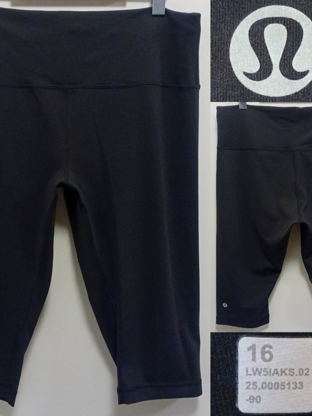 Lululemon Wunder Train Crop High-Rise 15.5" Black Everlux Four-Way Stretch 16